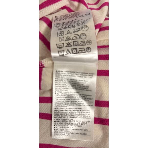 Banana Republic Women Top Blouse Size Medium Pink White Stripe 3/4 Roll Tab New - Picture 10 of 10